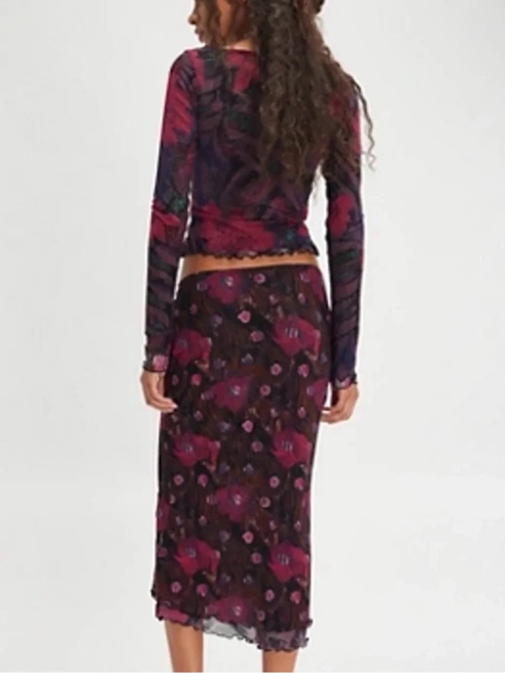BNWT Free People Floral Mesh Midi Skirt Set - Picture 2 of 6